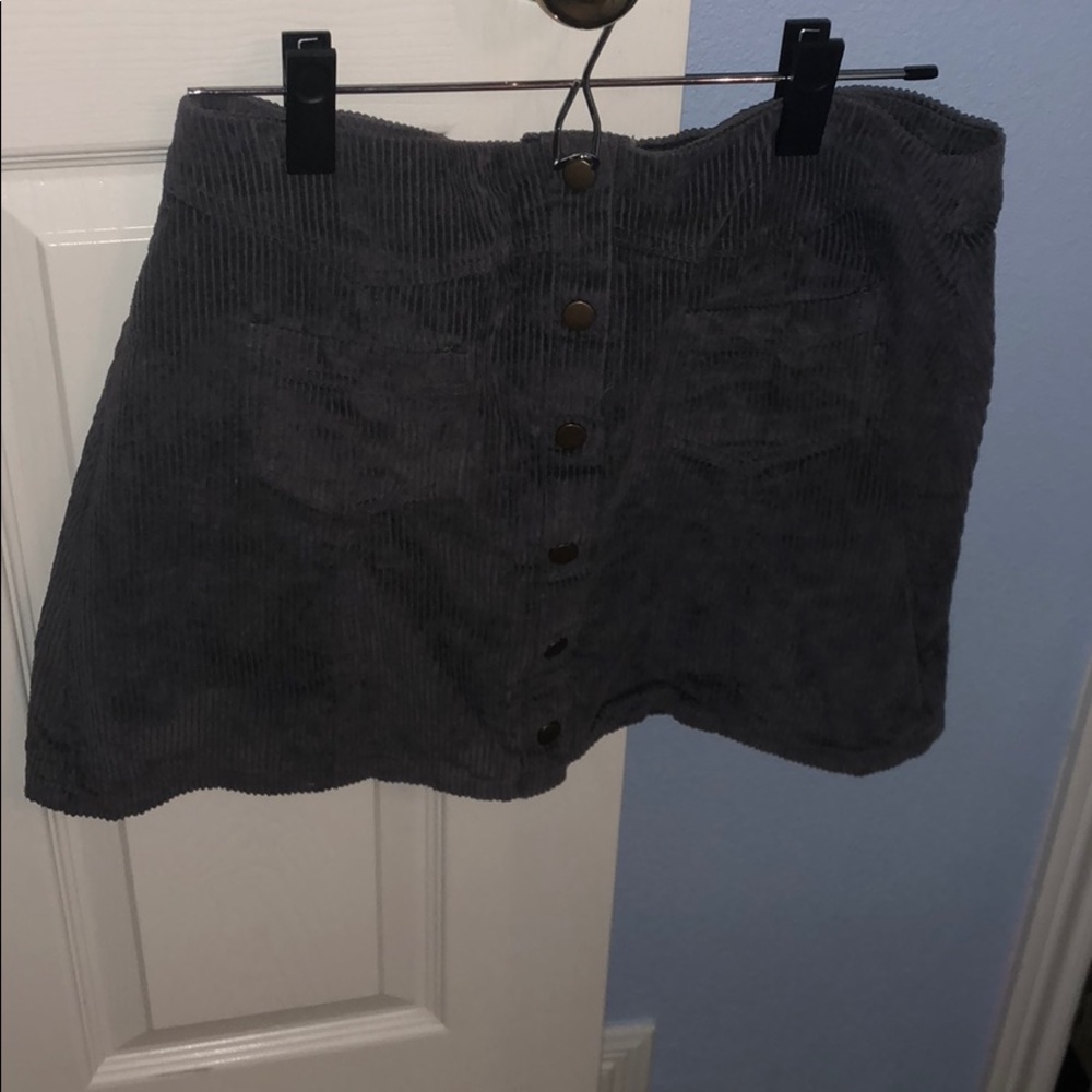 Charcoal Gray Button Down Corduroy Skirt